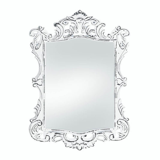 REGAL WHITE DISTRESSED WALL MIRROR