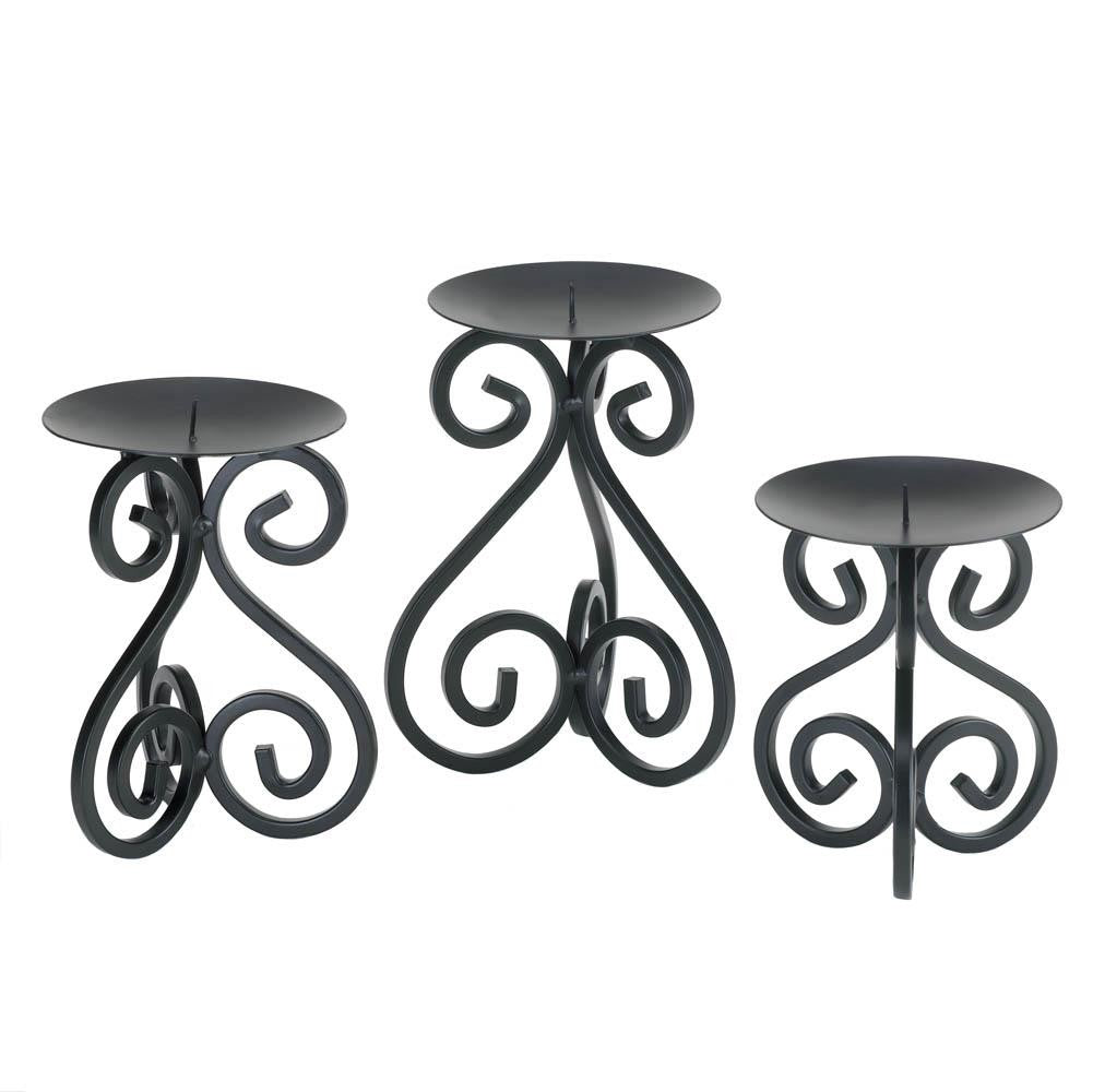 SCROLLWORK CANDLE STAND TRIO