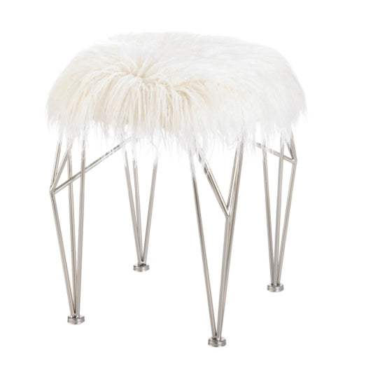 FUR STOOL WITH PRISM LEGS